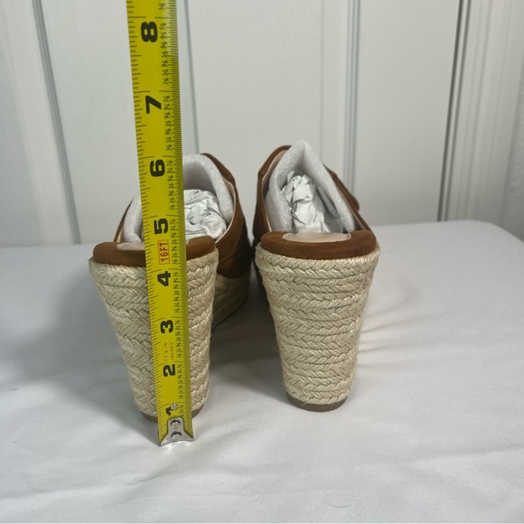 Brown Platform Espadrilles Slip On Wedge Sandals Bow Tie Womens 8.5 New - Picture 13 of 13